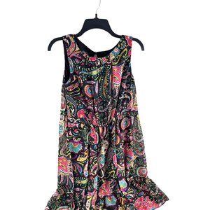 AGB Dress Size 6 Black Colorful Paisley Sleeveless Knee-Length 100% Polyester Wo